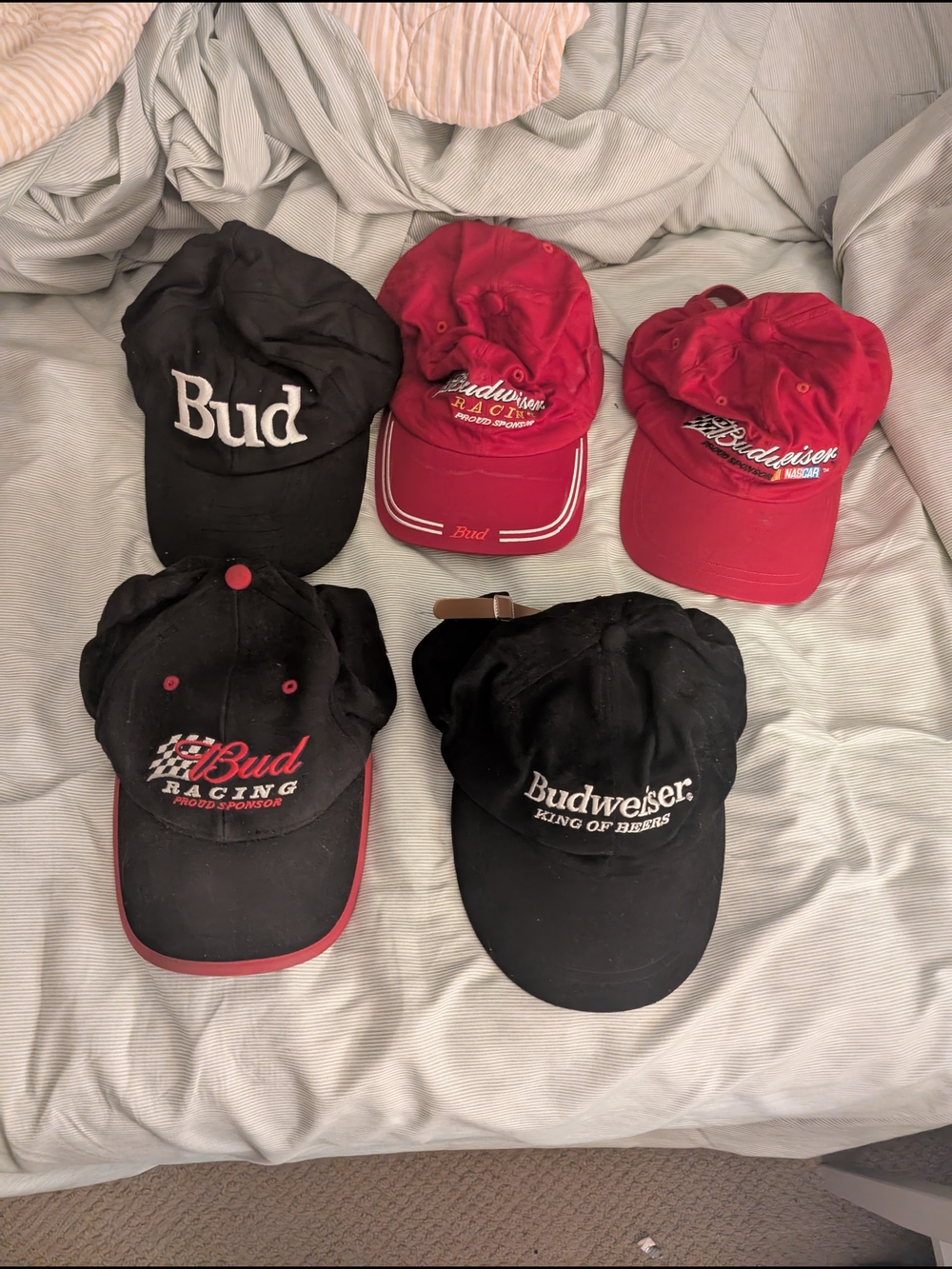 Bud / Budweiser Racing Hat Collection - Black & Red Caps